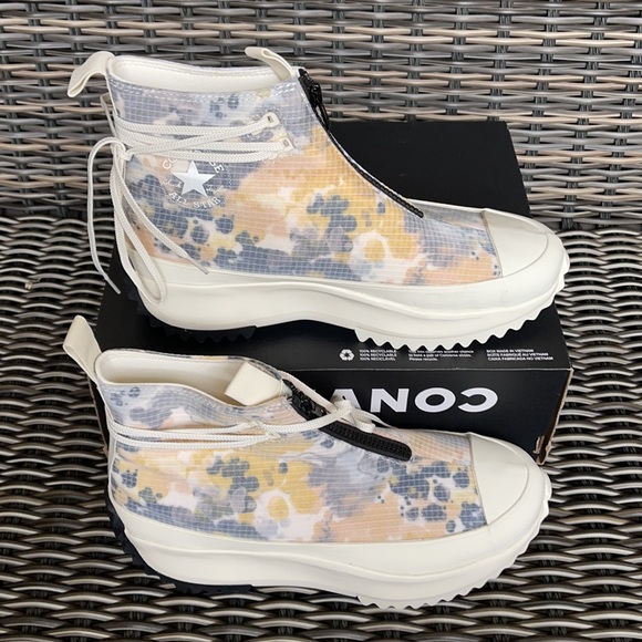 Converse Chuck Taylor All Star Run Star Hi Egret/White/Black Mens Washed Florals - Picture 2 of 16